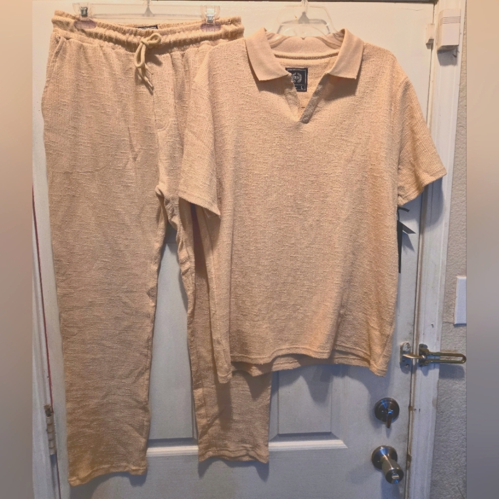 Chrome Edge 2 Peice Cream Polo Set Sz Large